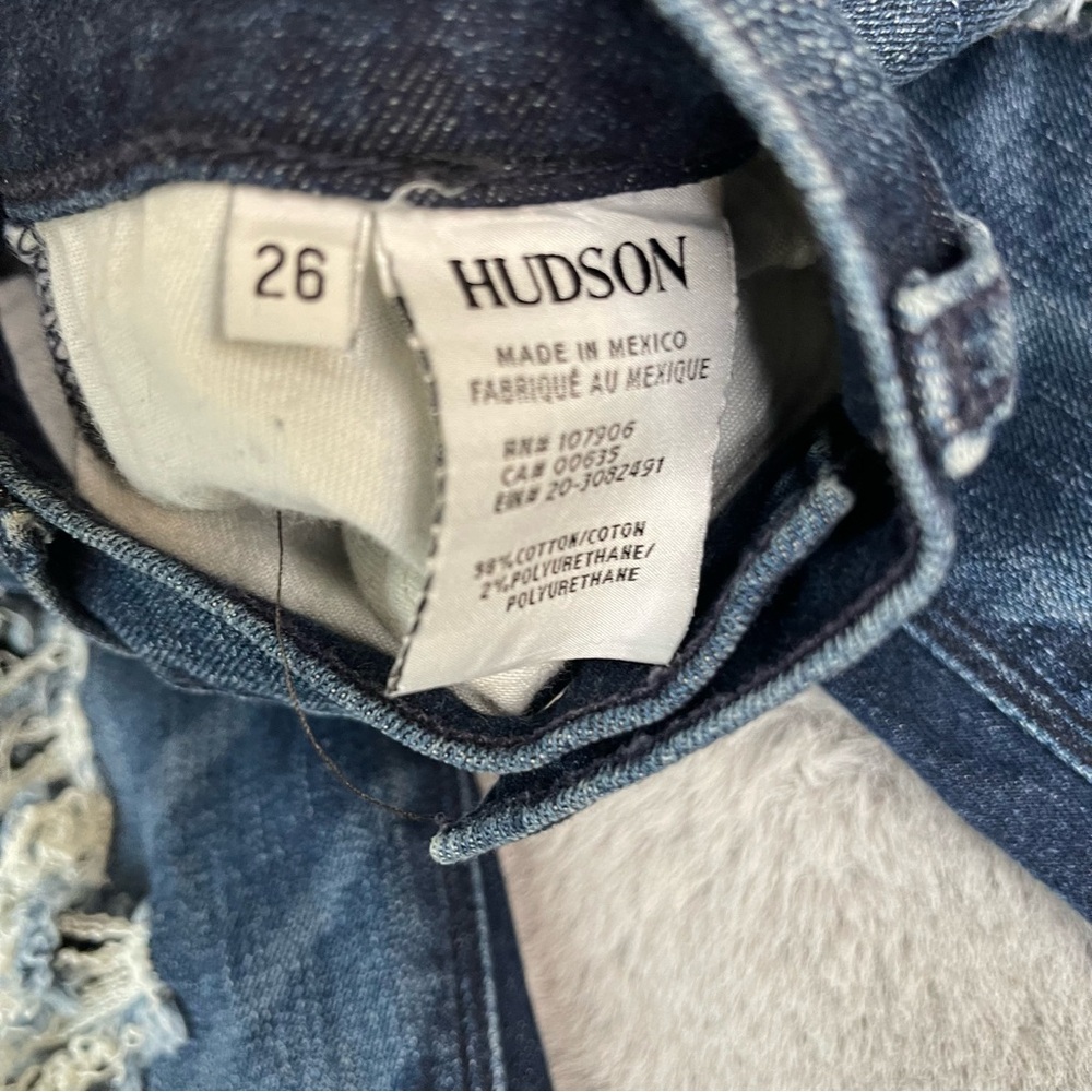 Hudson Jeans Size 26 Distressed Button Fly Skinny Blue Thermal Backed Rips - Picture 3 of 10